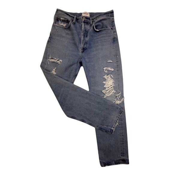 AGOLDE 90s Organic Cotton Distressed Straight Leg High Rise Jeans 27 - Picture 1 of 16